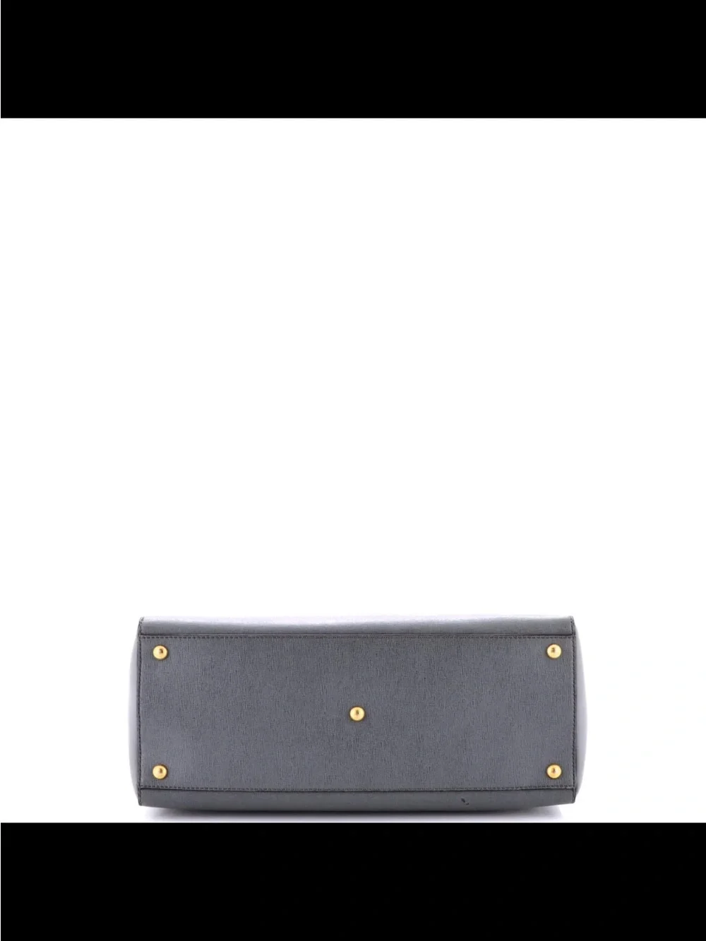 Fendi Vitello 2Jours Medium Structured Gray Leather Satchel Handbag Purse Top